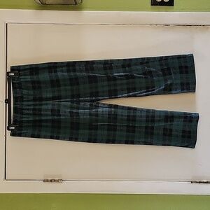 Green & Black Plaid fleece pants
